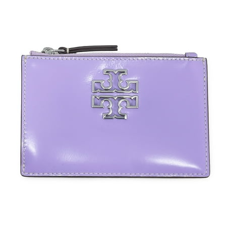 Tory Burch Women's  Britten Medium Patent Leather Top Zip Card Case (Lavender)