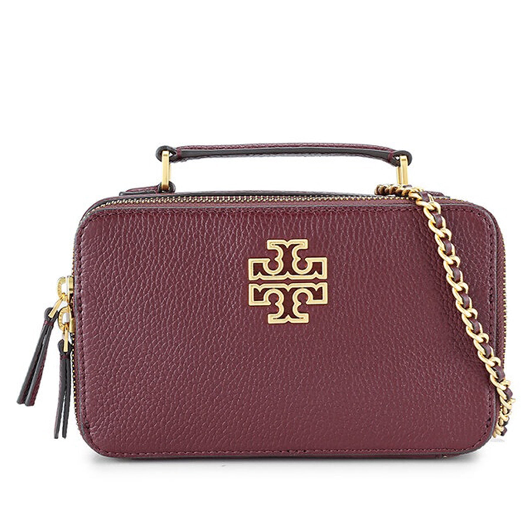 Tory Burch Womens Britten Pebbled Leather Small Top Handle Crossbody Bag Claret in Nepal at NPR 66265 Rating 5