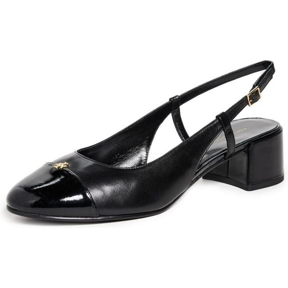 Tory Burch Women's Cap-Toe Slingback 45mm Pump, Perfect Black/Perfect Black, 7