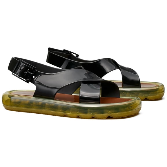 Tory Burch Women’s Crisscross Strap Bubble Jelly Sandal (Black)