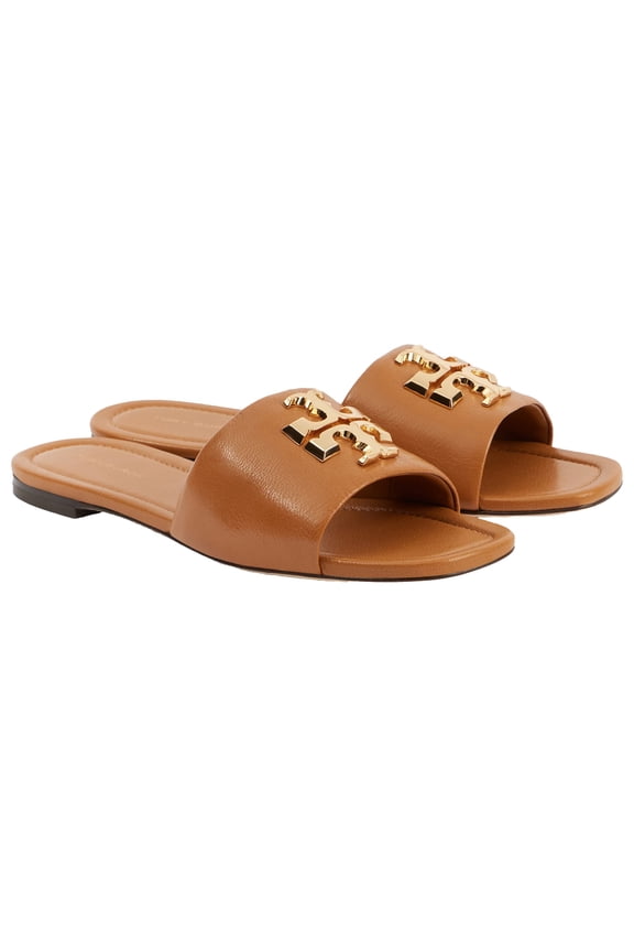 Women's Eleanor Leather Slides, Caramel Corn/Gold, 9