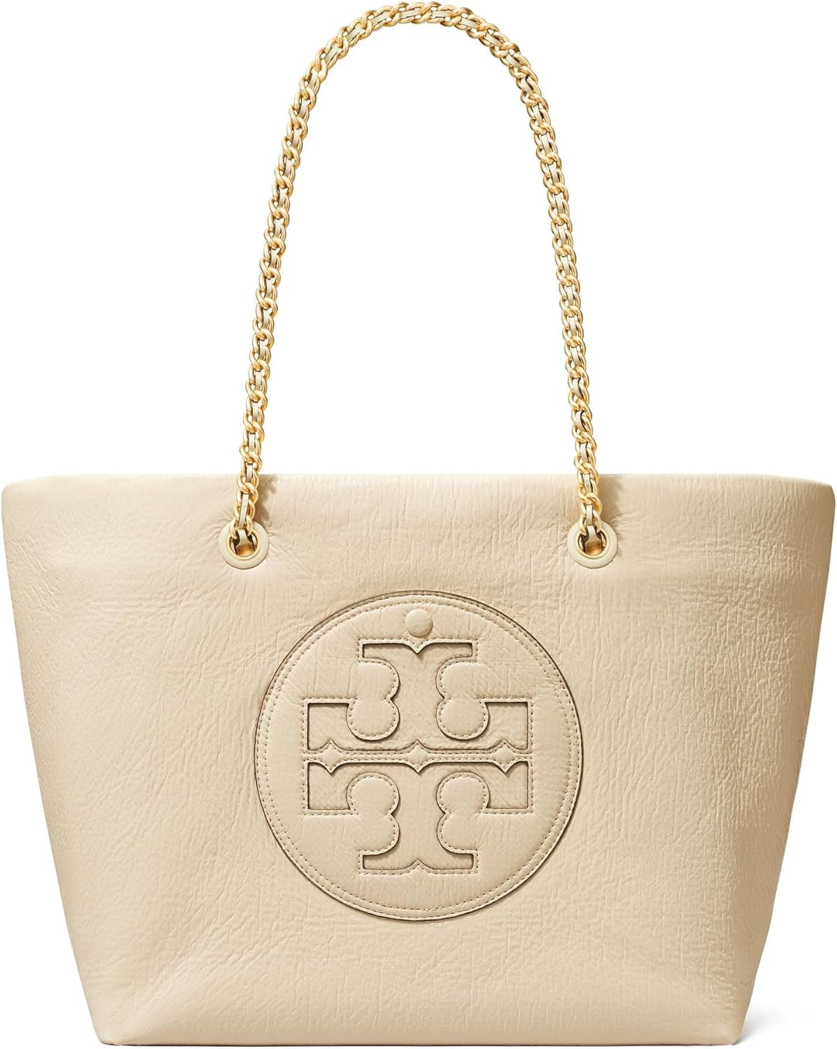 Tory Burch Women's Ella Crinkle Patent Leather Tote, Oats