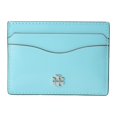 thumbnail image 1 of Tory Burch Women's Emerson Patent Leather Slim Card Case (Light Celeste), 1 of 4