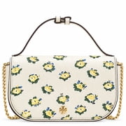 Tory Burch Womens Emerson Printed Top Handle Leather Crossbody Bag New Ivory Garden Rose
