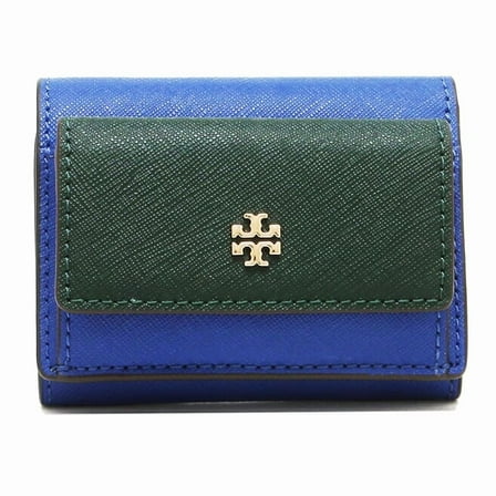 Tory Burch Women's Emerson Saffiano Leather Micro Wallet (Nautical Blue / Jitney Green / Seltzer)