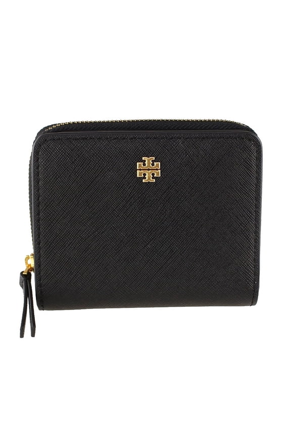 Women's Emerson Saffiano Leather Mini Wallet (Black)
