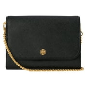 TORY BURCH Women's Emerson Small Saffiano Leather Chain Wallet Crossbody Bag (Black)