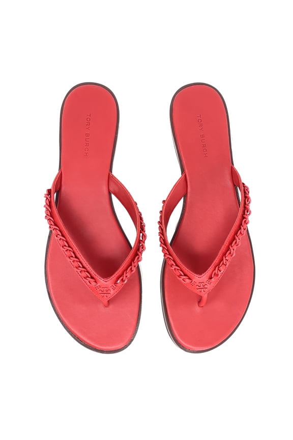 Women's Everly Chain Leather Thong Flat Sandals - Bearberry - Size 9