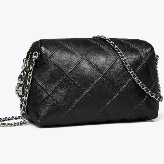 Tory Burch Women's Fleming Distressed Leather Crossbody, Black