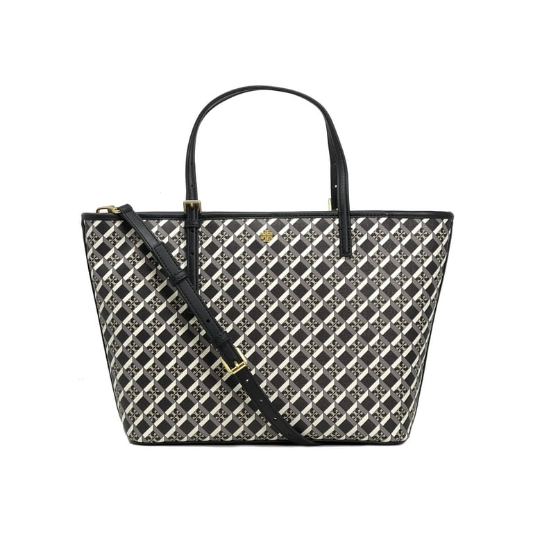 Tory Burch Geo Logo Allover Mini Zip Top Tote Black