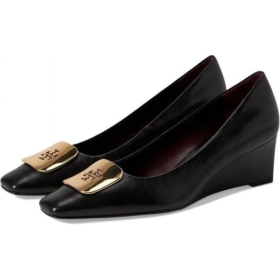 Tory Burch Women's Georgia 55mm Leather Wedge, Perfect Black. 7.5