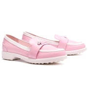 Tory Burch Women s Golf Loafers, Slip-On Leather Shoe Pink / White