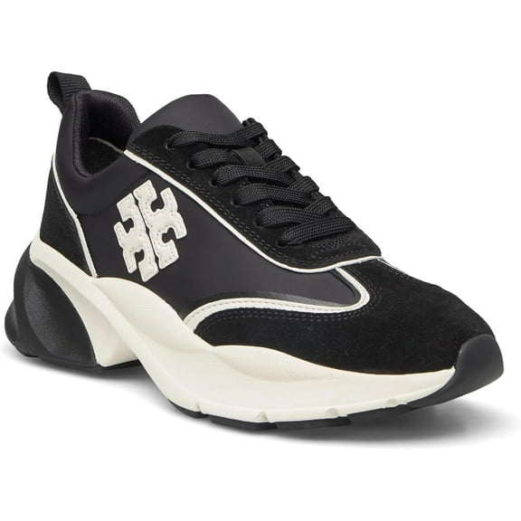 Tory Burch Women's Good Luck Trainer, Perfect Black/New Ivory Lace Up Sneakers
