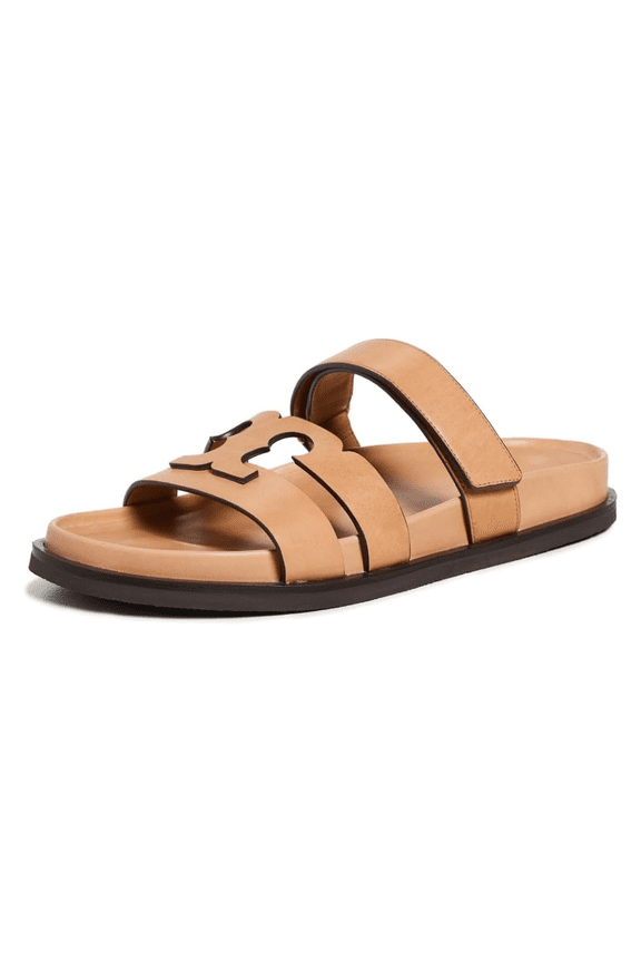 Women's INES Nappa Leather Sport Slides, Camello, 10