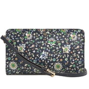 Tory Burch Womens Coated Canvas Floral East West Crossbody, Blue