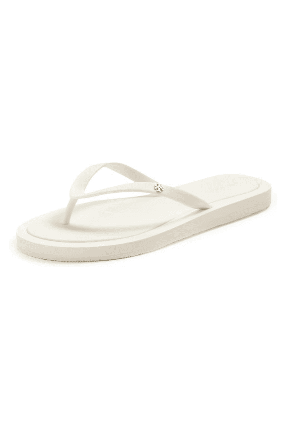 Tory Burch Women's Kira Padded Flip-Flop, New Ivory/Gold, 6