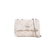 Tory Burch Womens Kira Woven Canvas Small Convertible Shoulder Bag, Natural/Blanc, Off White, One Size