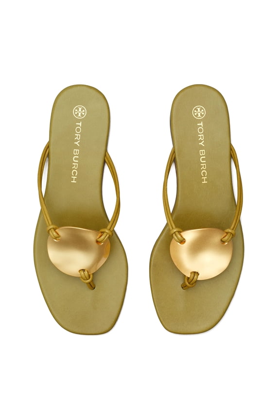 Womens Leather Sandal, Thong Flat Slip-On Sandal (Island Palm)