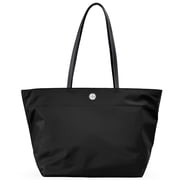 Women's Medium Top-Zip Nylon Tote Bag (Black)