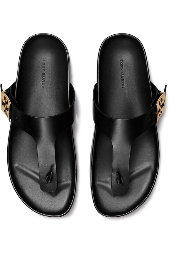 Women's Mellow Leather Thong Sandals, Perfect Black, 6