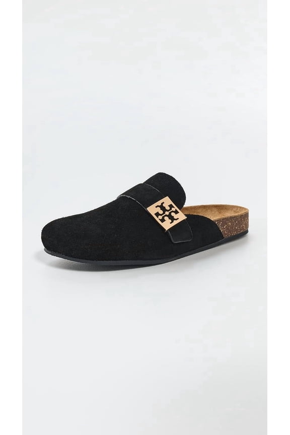Women's Mellow Suede Mule, Perfect Black/Gold, 7.5
