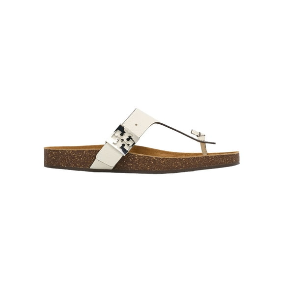 Tory Burch Women's Mellow Thong Leather Sandals Shoes Blanc/Light Oak