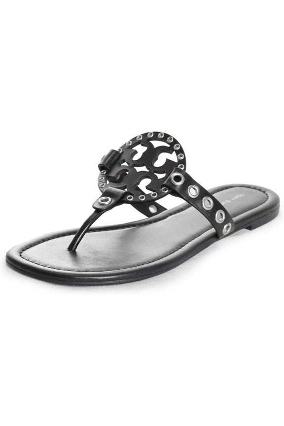 Women's Miller Eyelet Sandal, Black/Silver, 6