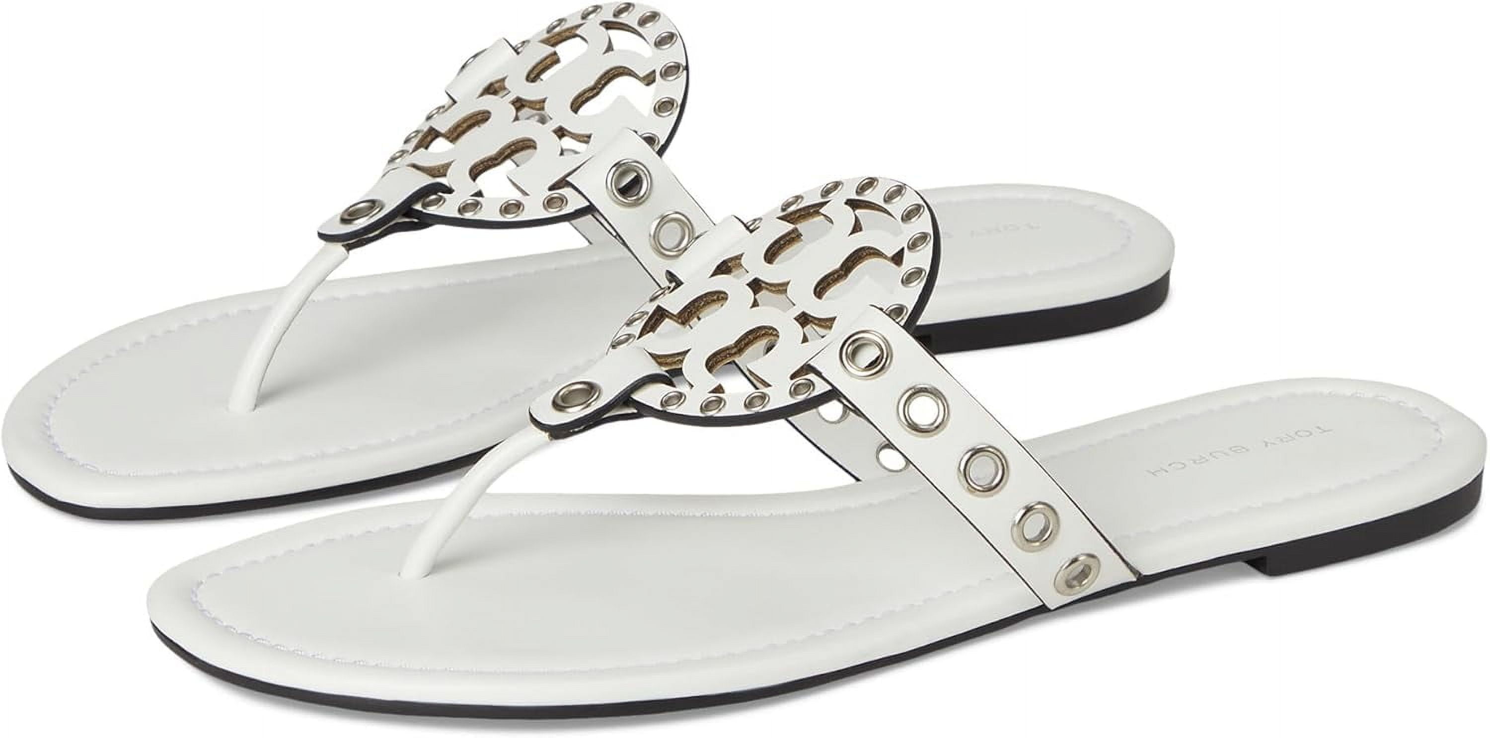 Tory Burch Women's Miller Eyelet Sandal Slide Sandals Silver