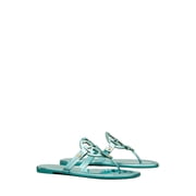 Tory Burch Womens Miller Flat Sandal, Teal, 6.5