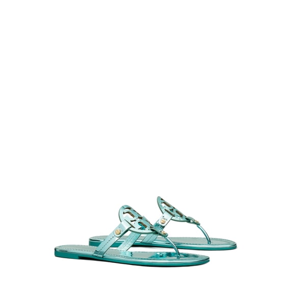 Tory Burch Women's Miller Flat Sandal, Teal, 7