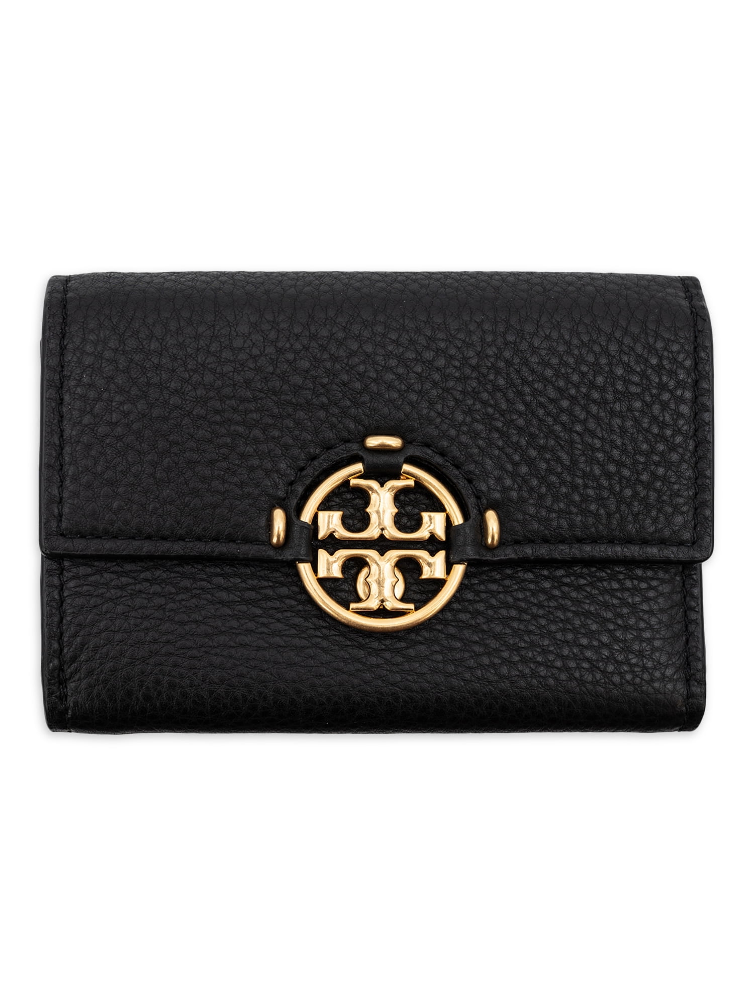 Tory Burch Miller Top Zip Leather Card Case in Natural