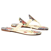 Tory Burch Womens Miller Sandal Printed Patent Leather Ivory Tea Rose