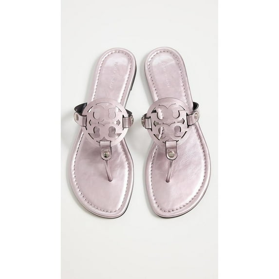 Tory Burch Women's Miller Sandals, Rose, Pink, Metallic Flat Shoes