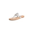 thumbnail image 1 of Tory Burch Women's Miller Sandals with Rivits + Handtack Stitch, Silver/Natural, 9 Medium US, 1 of 4