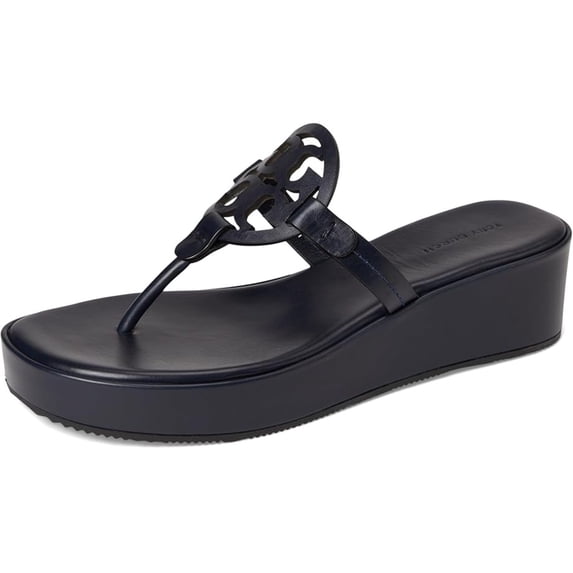 Tory Burch Women's Miller Wedge Sandals 25mm, New Navy, 7.5