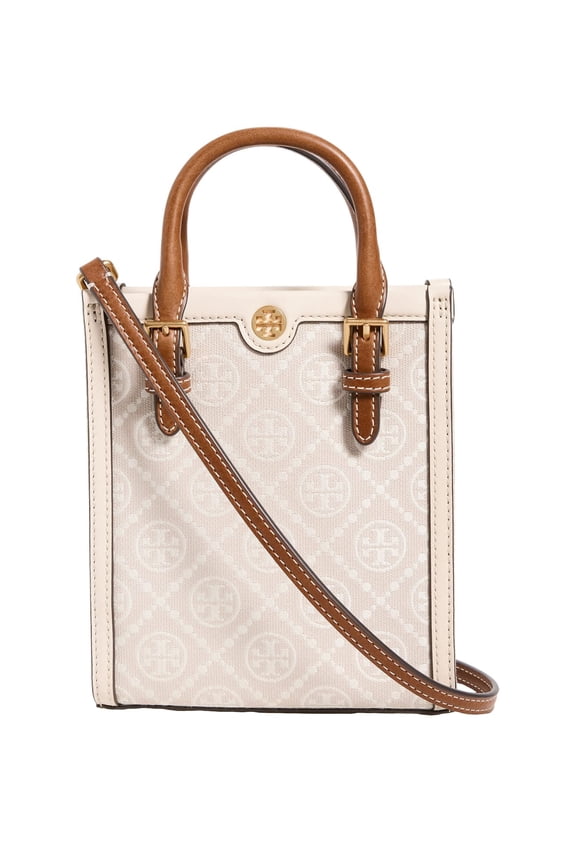 Women's Mini T Monogram Tote, Ivory, Off White, One Size