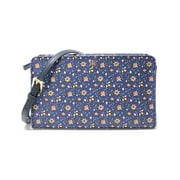 TORY BURCH Women’s PVC Printed Pansy Zip Top Crossbody Wallet, Blue