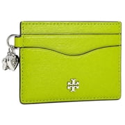 Tory Burch Women s Rory Charms Small Slim Card Case, Saffiano Embossed Leather Card Holder with Charms Lime