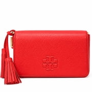 Tory Burch Womens Thea Small Pebbled Leather Crossbody Bag, Brilliant Red