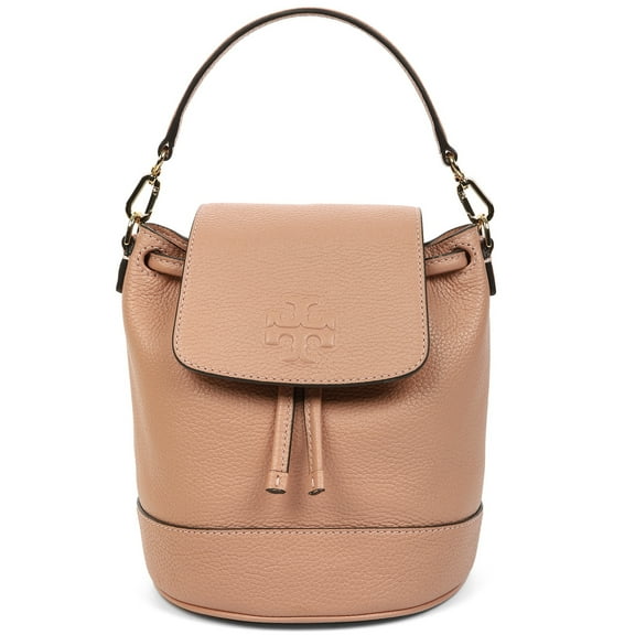 Tory Burch Women's Thea Pebbled Leather Mini Convertible Bucket Backpack (Pink Moon)