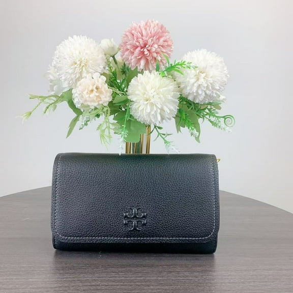 Tory Burch Women's Thea Small Convertible Flat Wallet Crossbody (Black), 2-in-1