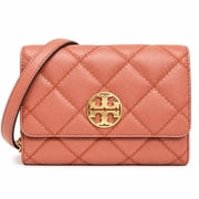 Tory Burch Womens Willa Small Quilted Chain Wallet Crossbody Bag Toasted Pecan