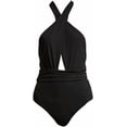 thumbnail image 1 of Tory Burch Women's Wrap One Piece Swimsuit, Black, S, 1 of 1
