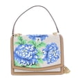 thumbnail image 1 of Tory Burch Womens Emerson Ditsy Floral Leather Crossbody Handbag Tan Small, 1 of 3
