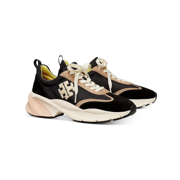 Tory Burch Women's Good Luck Trainer Sneakers, Black/Cream/Black, 7.5 Medium US