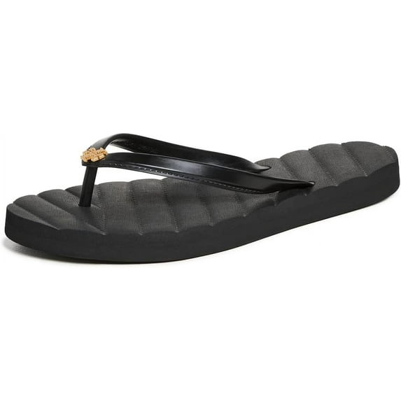 Tory Burch Womens Kira Flip Flops - Perfect Black/Gold - 8