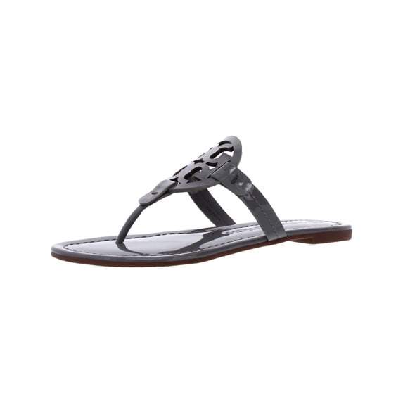 Tory Burch Womens Miller Patent Leather T-Strap Thong Sandals