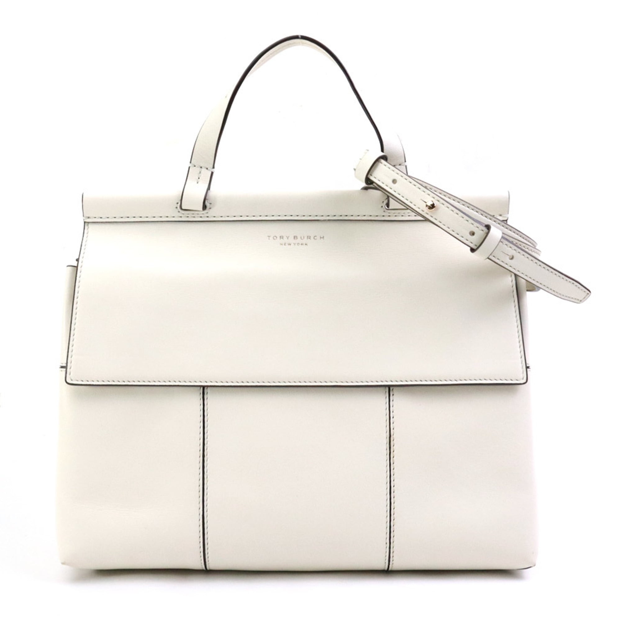 Pre-Owned Tory Burch handbag shoulder bag leather ivory women's h30637a (Good)