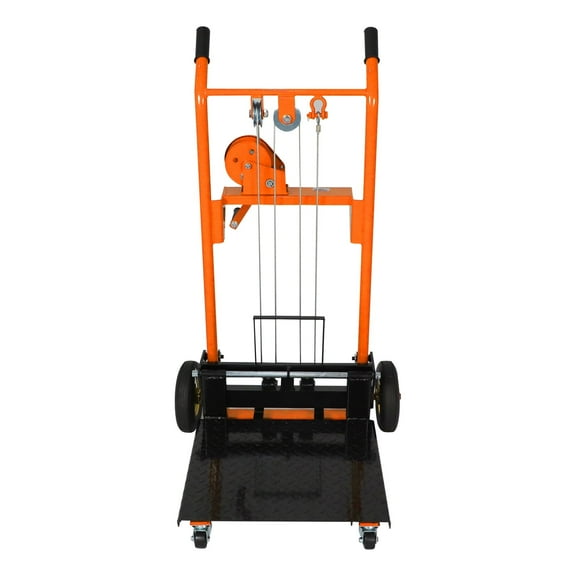 Tory Carrier 330lbs Material Lift Winch Stacker with Swivel Wheels 40.5" Lift with 18.5"X21.2" Removable Platform, Orange
