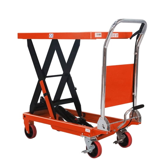 Tory Carrier 660lb Load Cap. Platform Cart 35.4" Lift Single Scissor Lift Table Hydraulic Pump